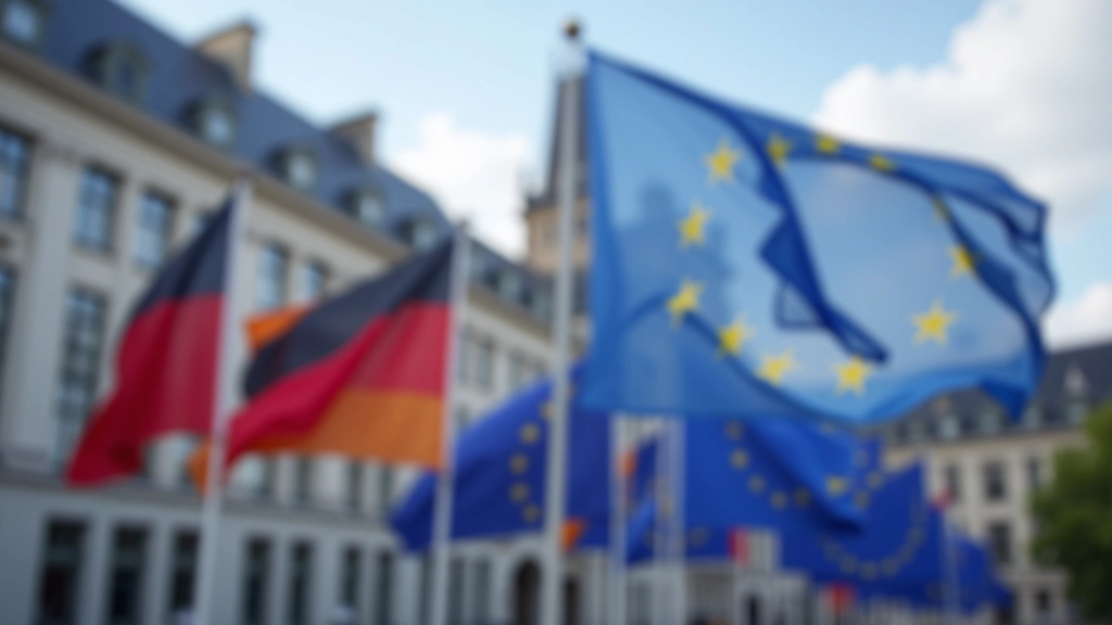 Europäische Flaggen wehen vor dem Gebäude des Europäischen Rates in Brüssel