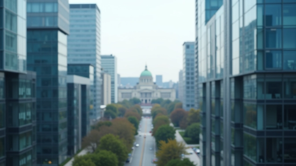 Moderne Finanzlandschaft mit Regierungsgebäuden und professioneller Architektur